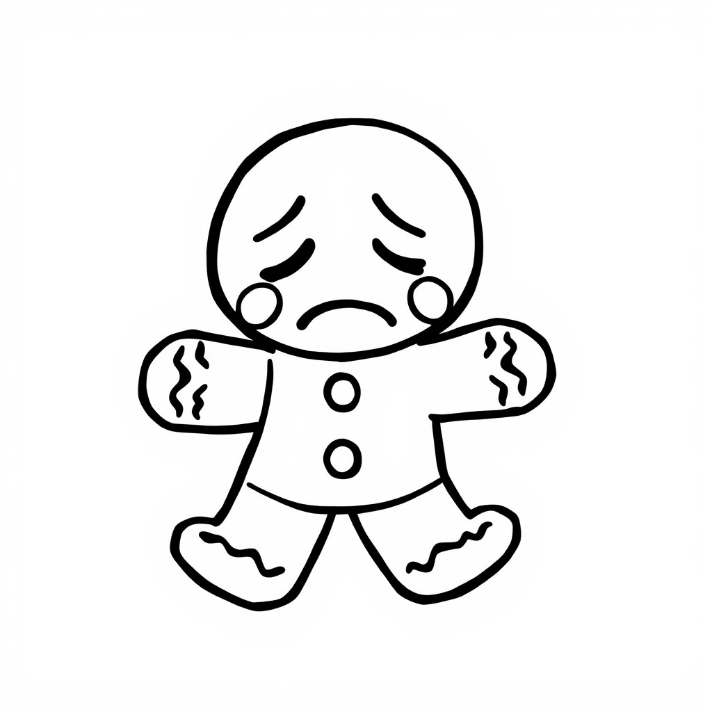 Gingerbread Man crying sadly