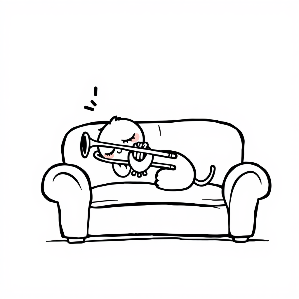 Trumpet feeling sleepy on the couch