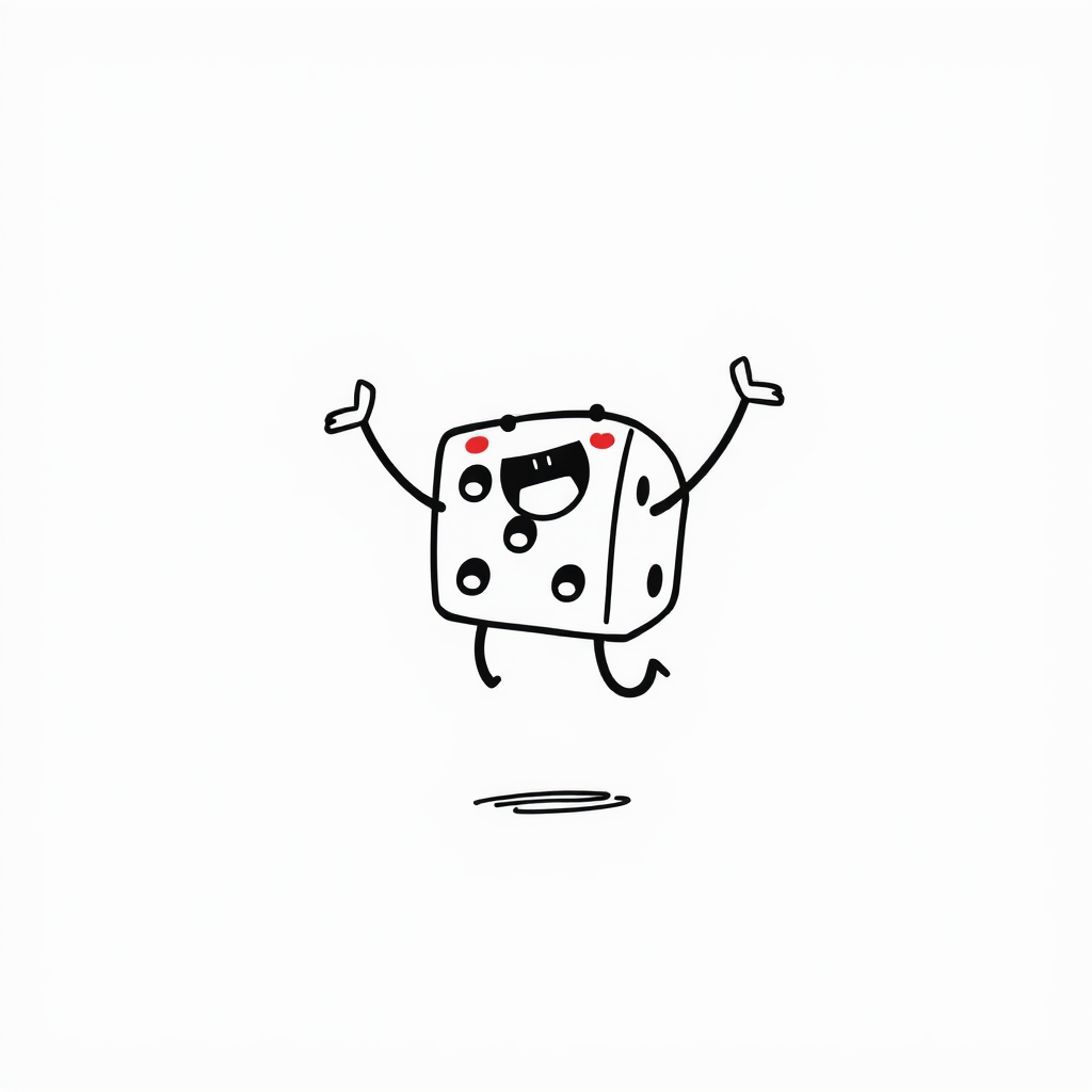 Excited Dice jumping up