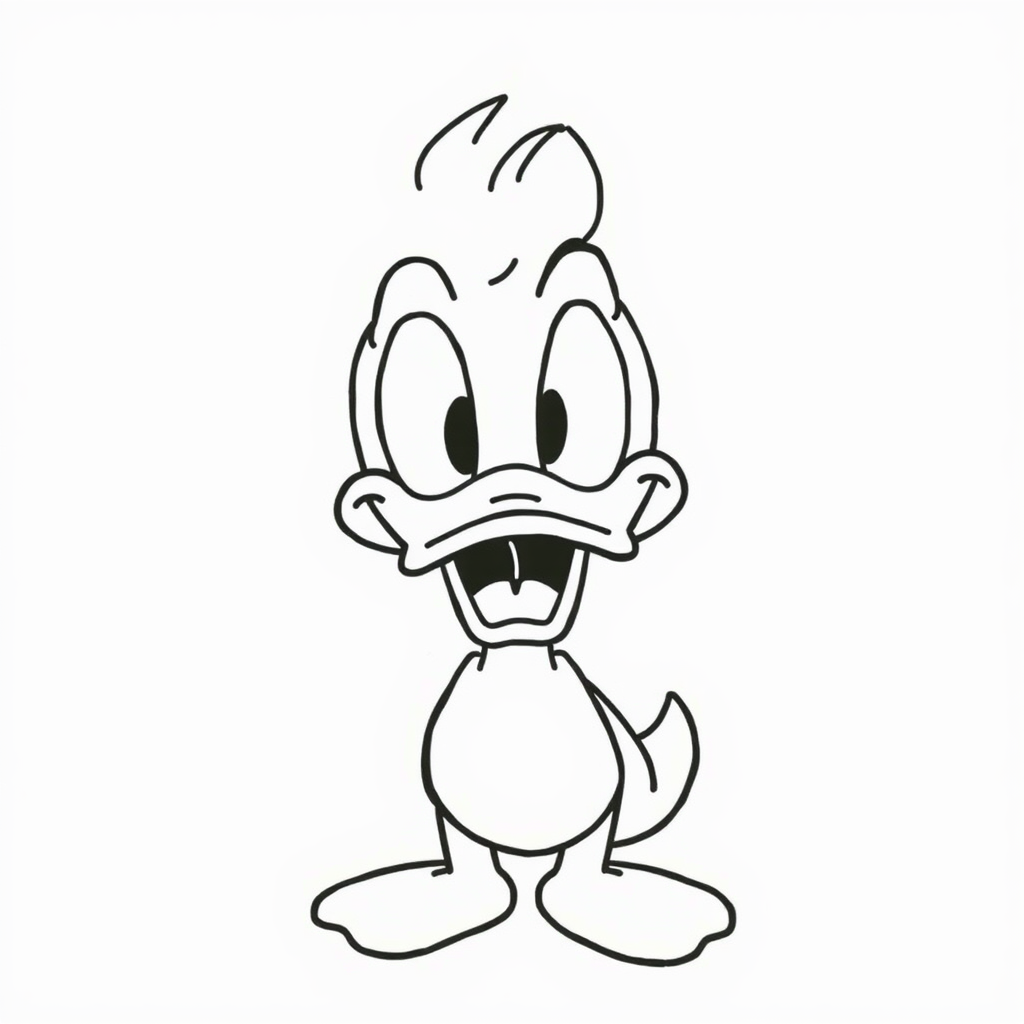 Donald Duck surprised with wide eyes