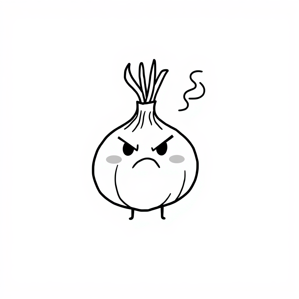 Onion angry with steam