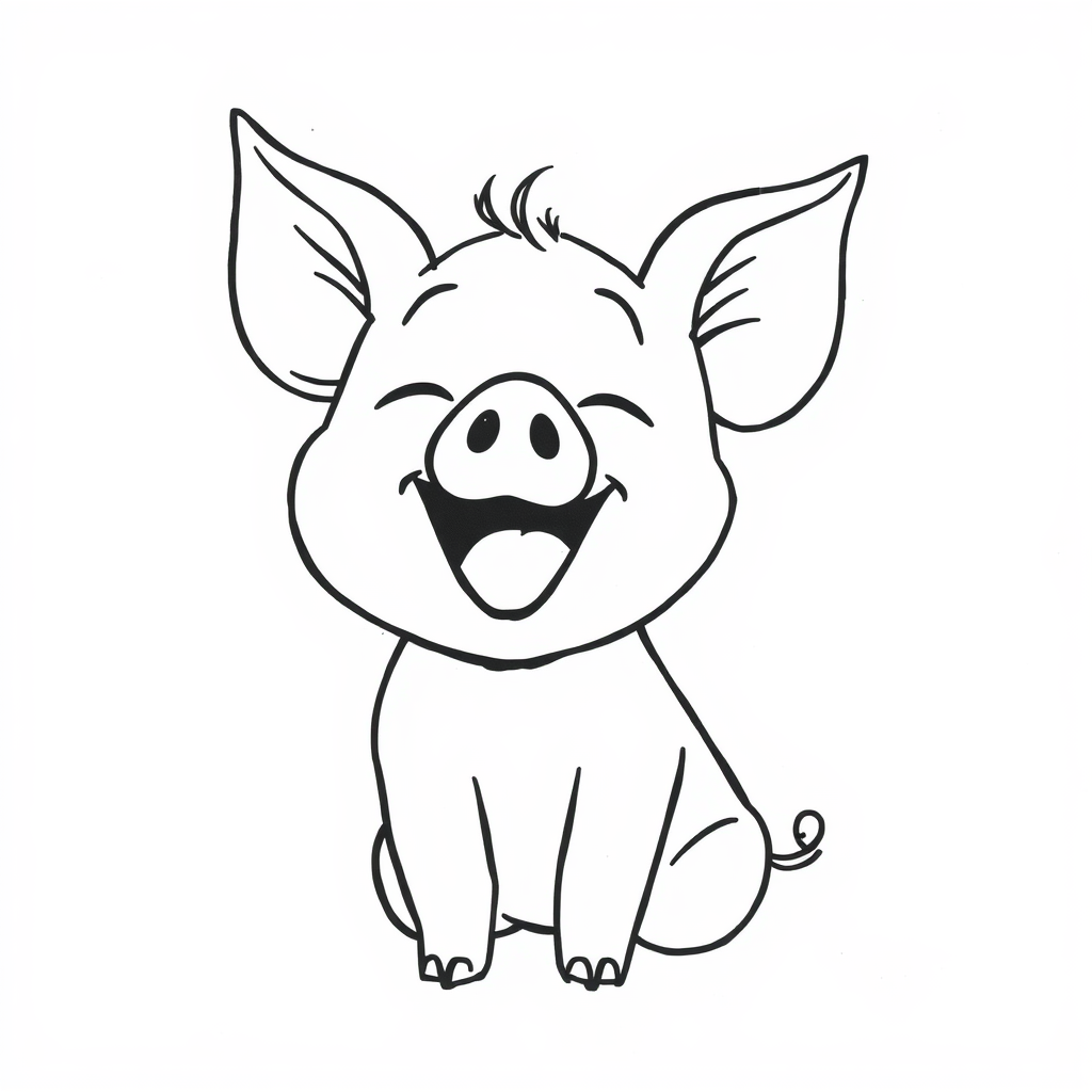 Piglet laughing with open mouth