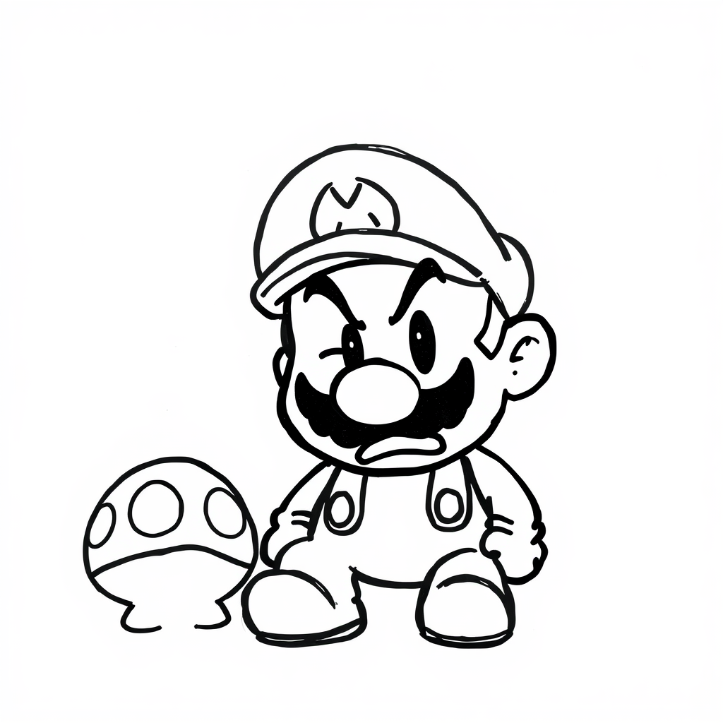 Mario angry at a Goomba