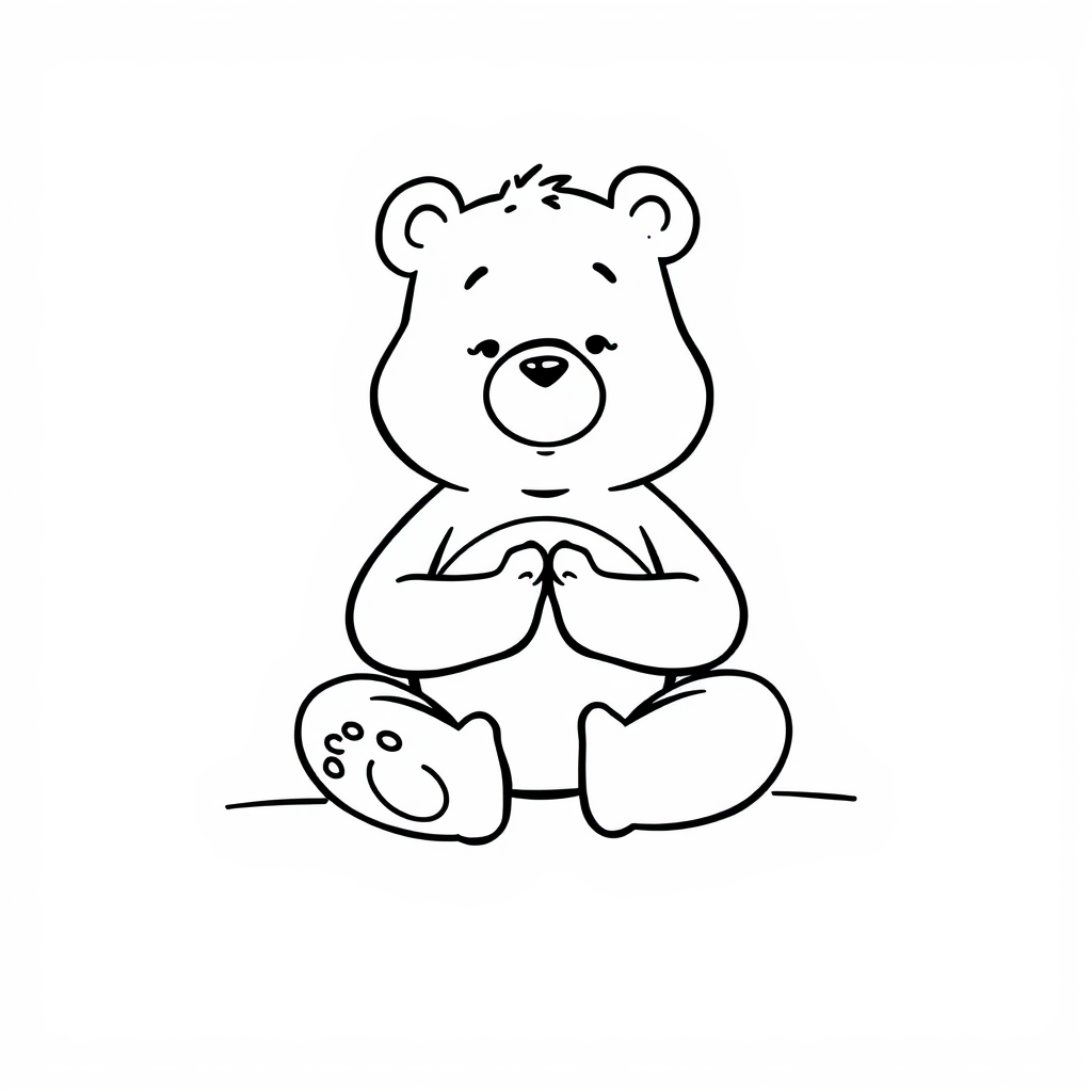 Care Bear sitting cross-legged meditating