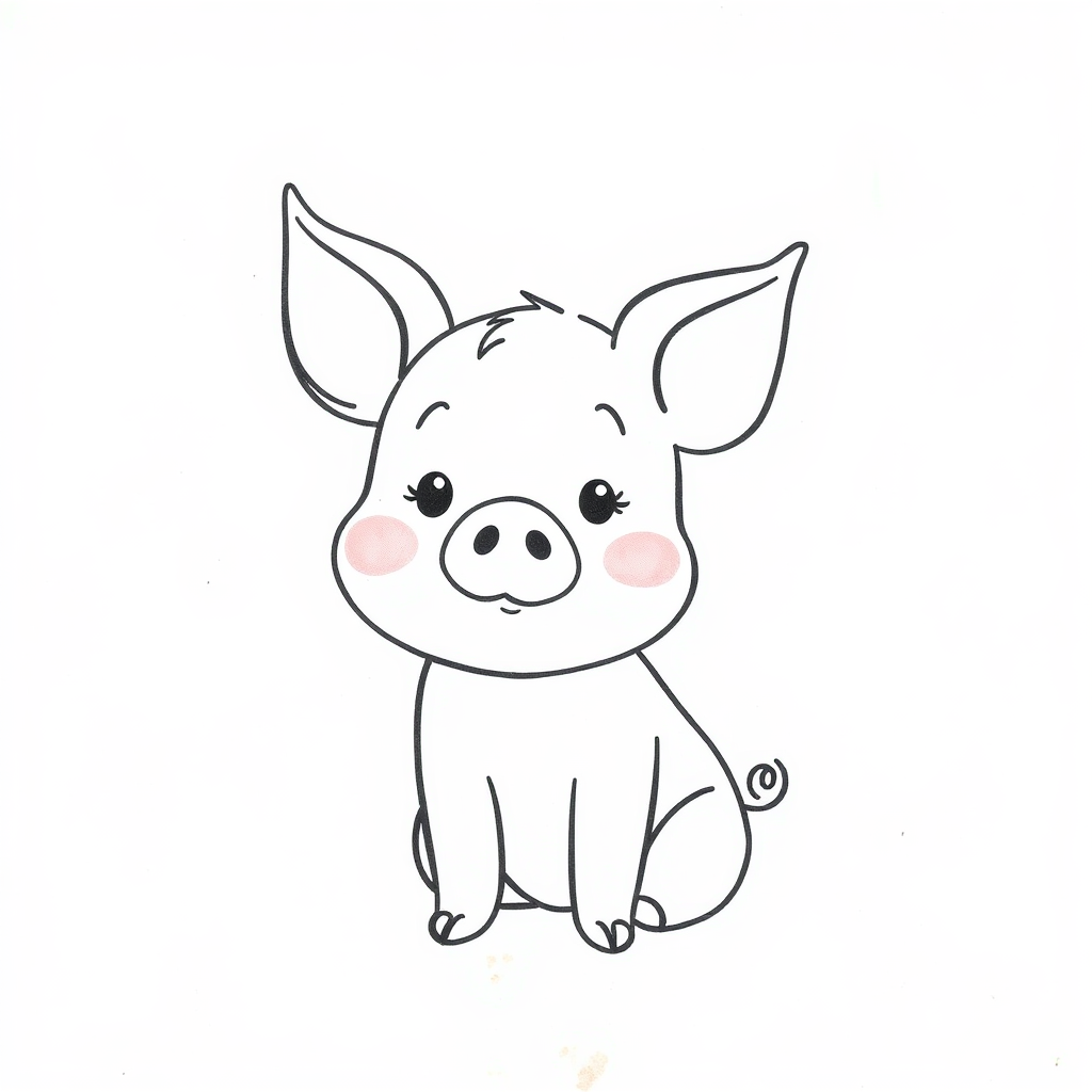 Piglet blushing and shy