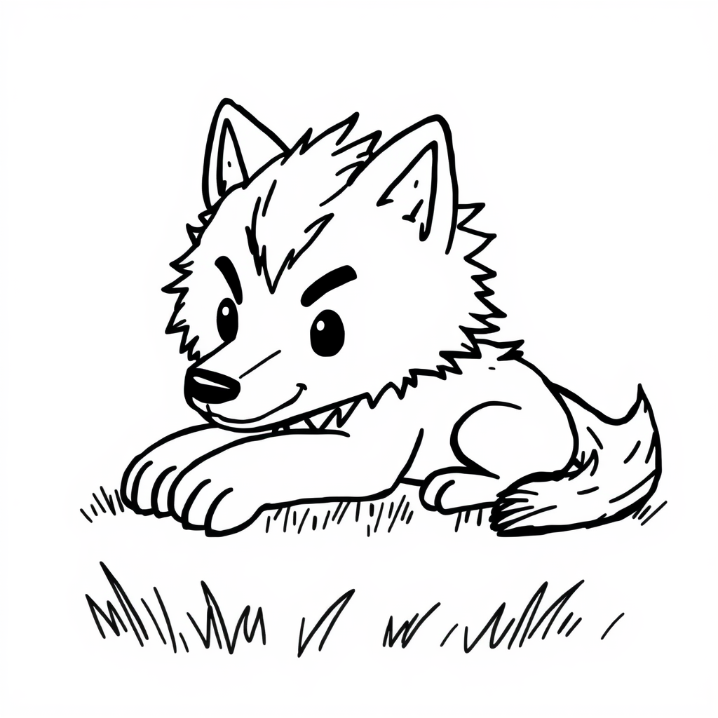 Content Werewolf lying on grass