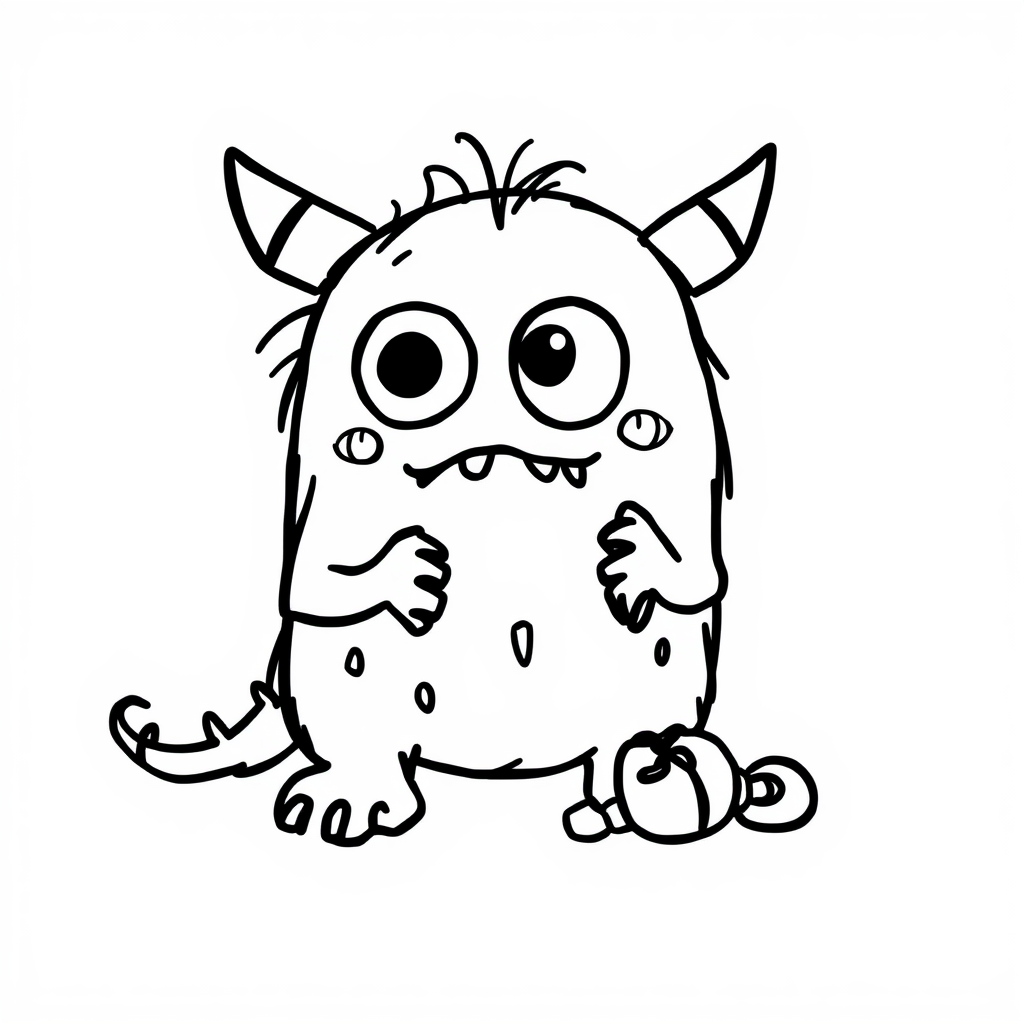 Surprised monster discovering candy