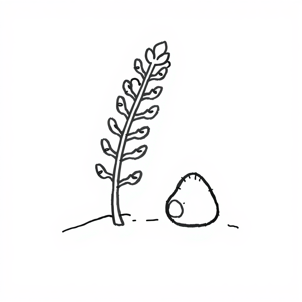 Fern alongside a pebble