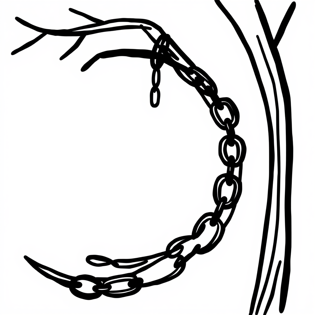 Chain looped around tree branch