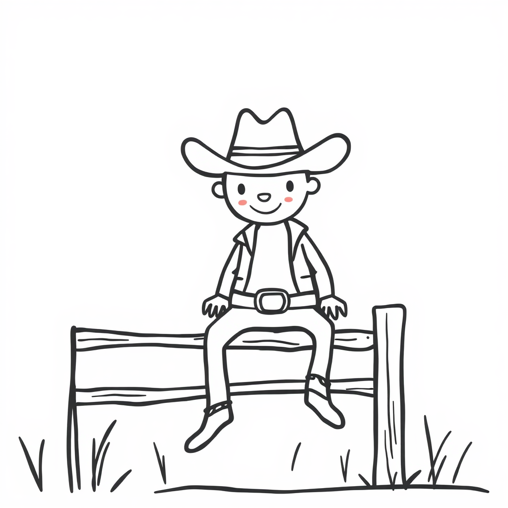 Cowboy sitting on fence