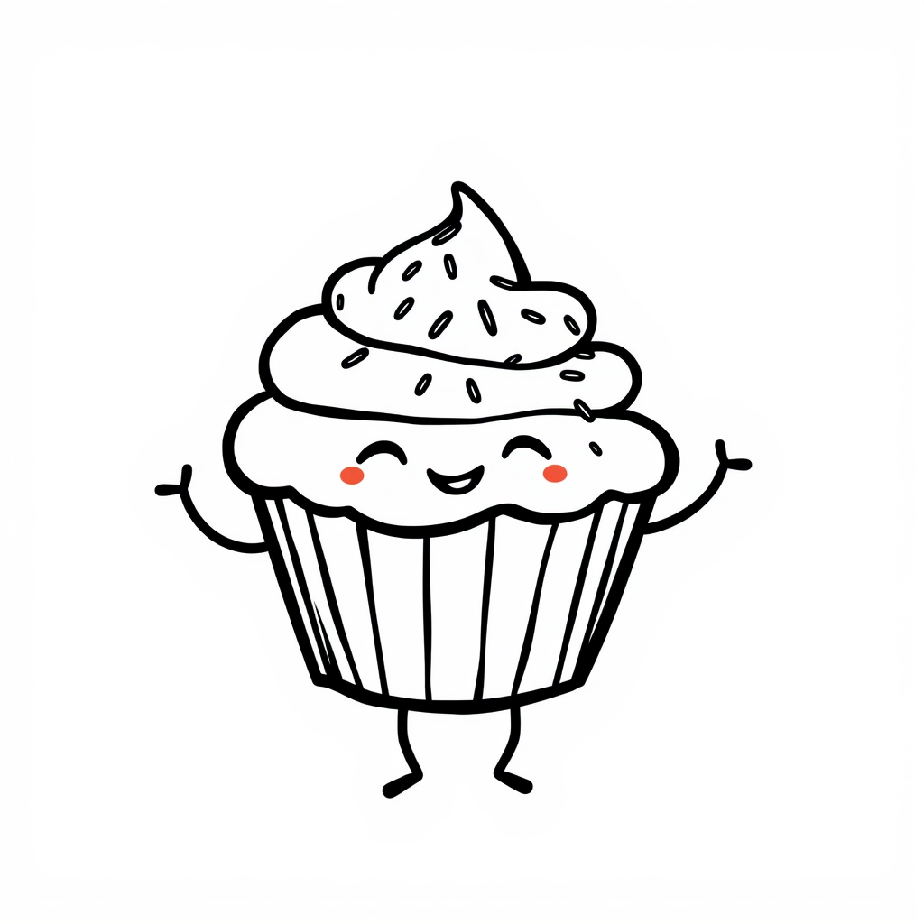 Cupcake with sprinkles dancing joyfully