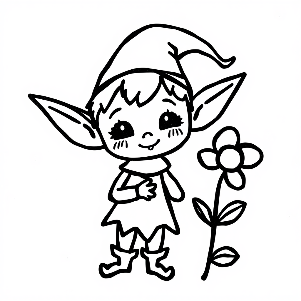 Elf holding a flower