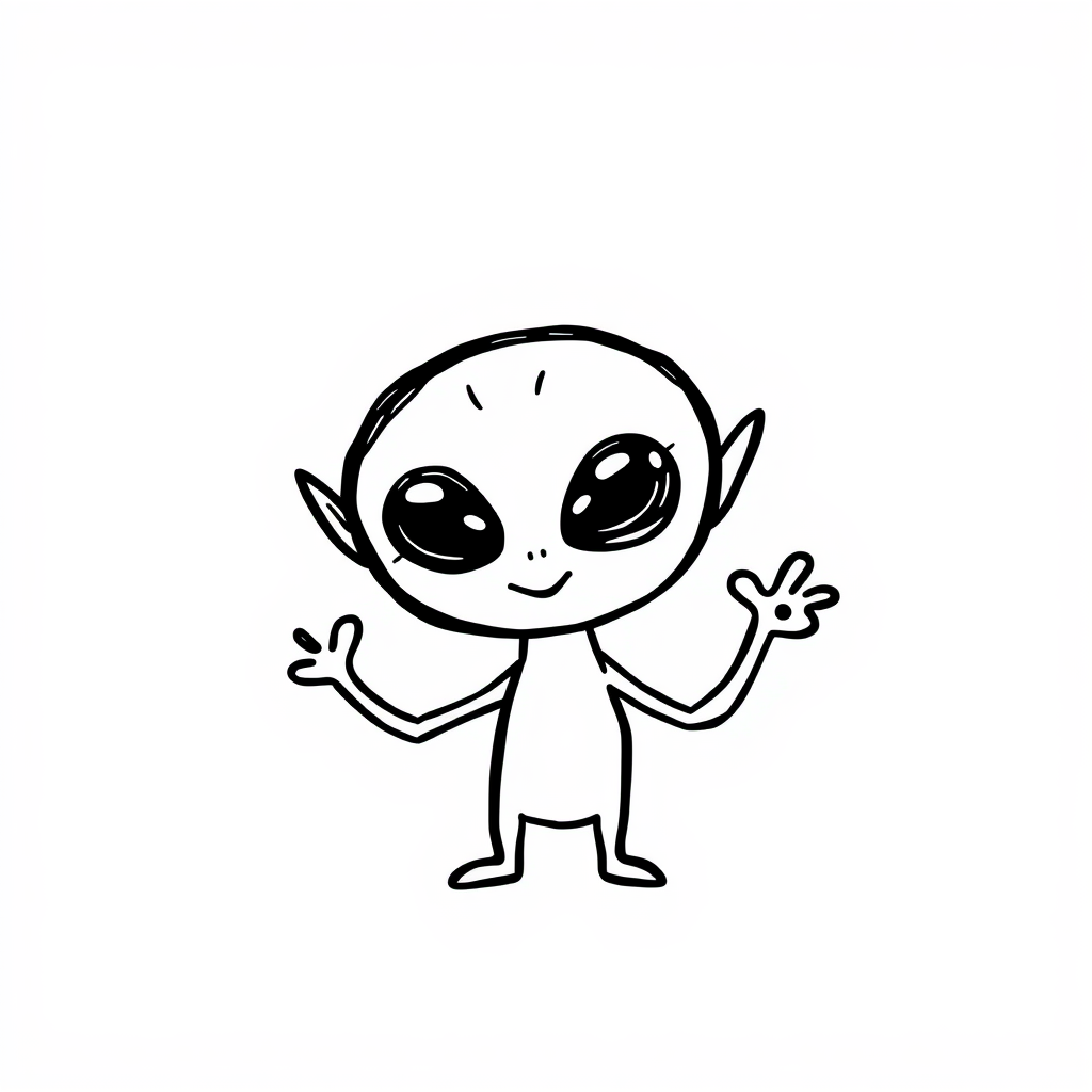 Alien waving hello