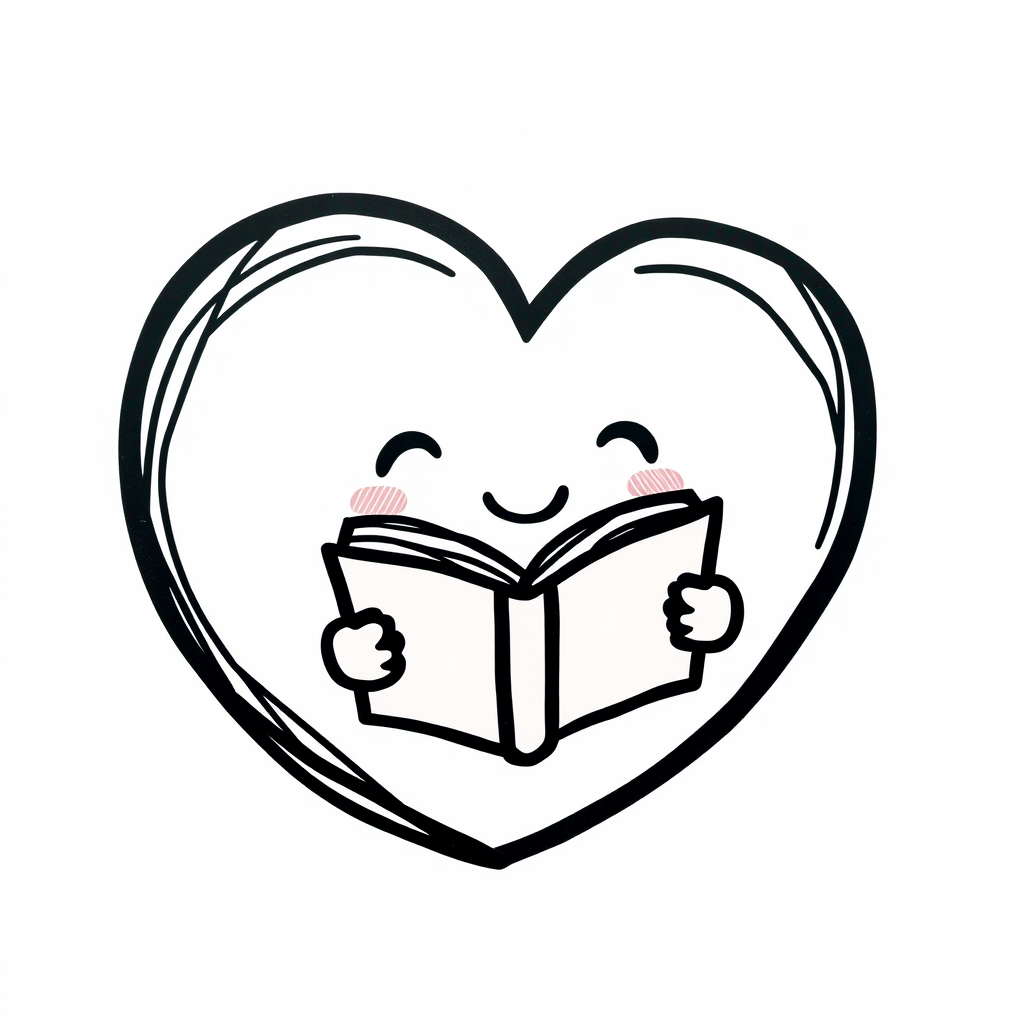 Heart reading a book