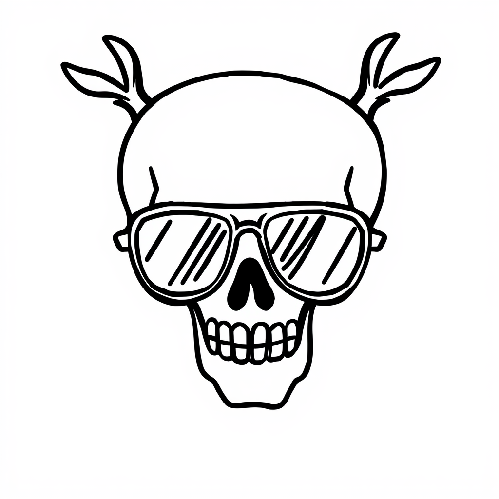 Skull wearing aviator sunglasses