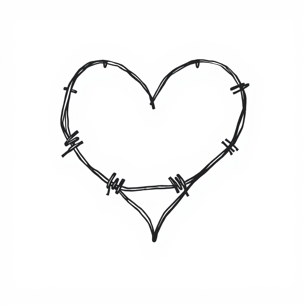 Barbed wire forming a heart shape