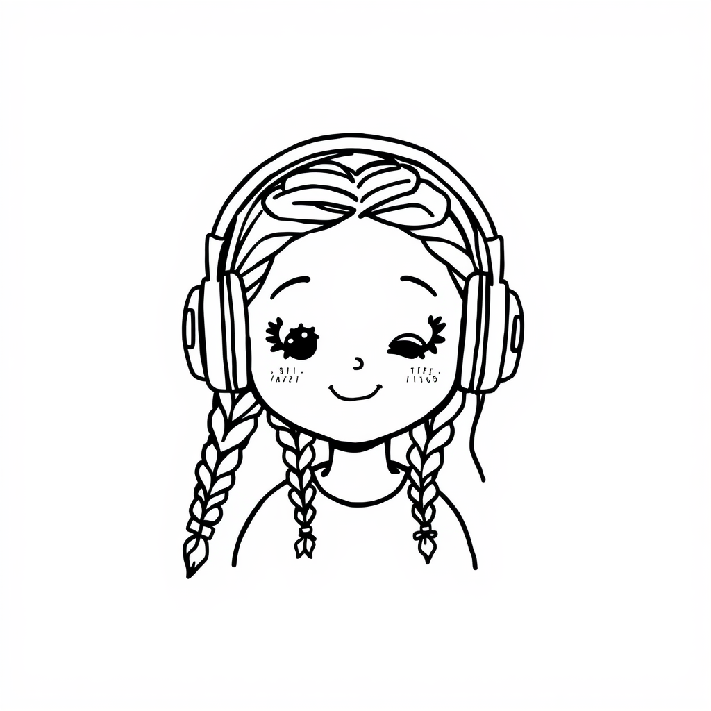 Girl with braids wearing headphones