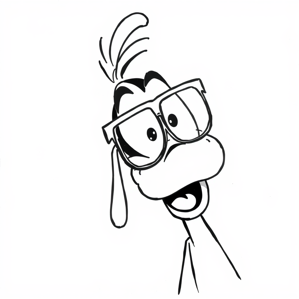 Goofy wearing oversized glasses