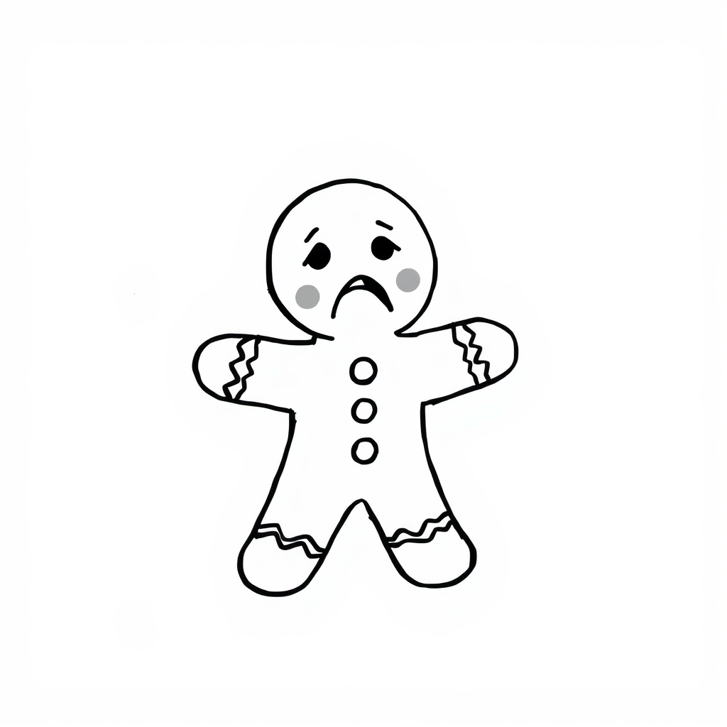 Gingerbread Man feeling scared.