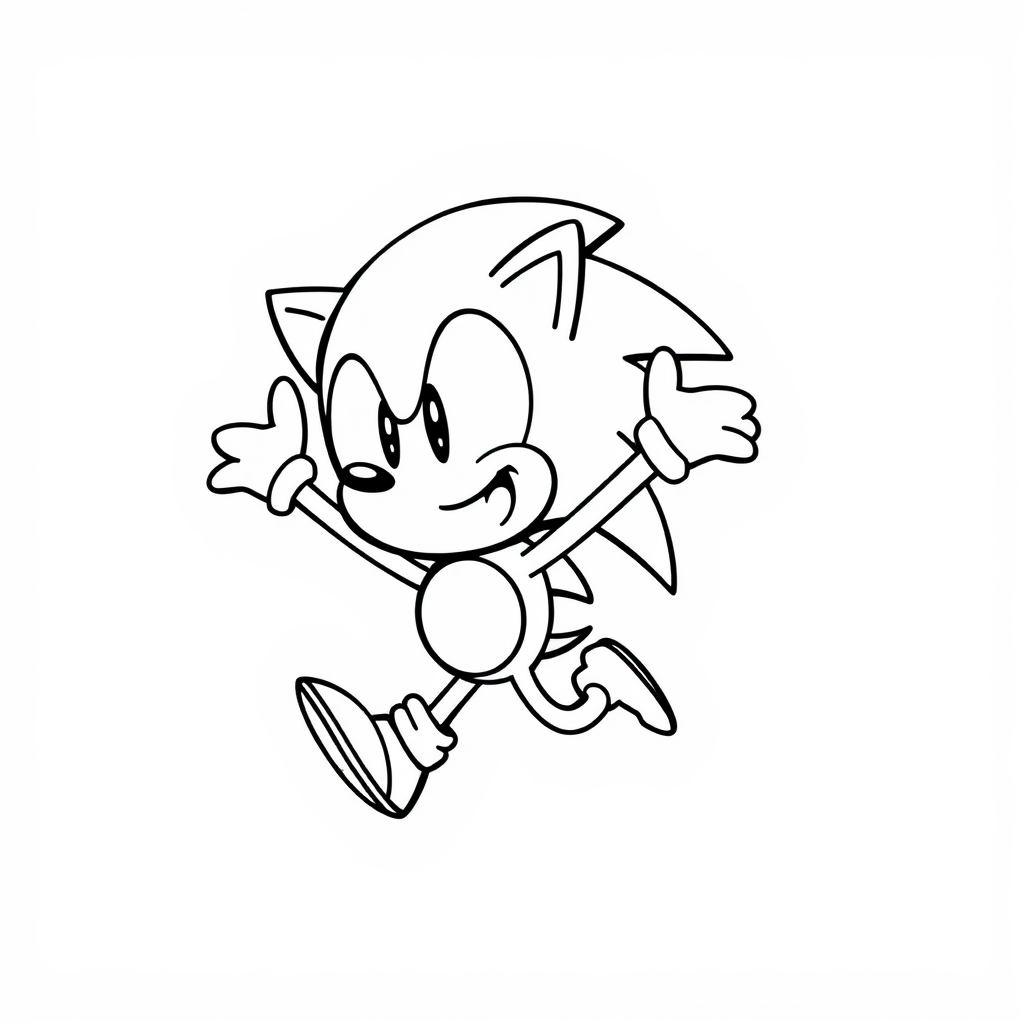 Sonic feeling excited with jumping pose.