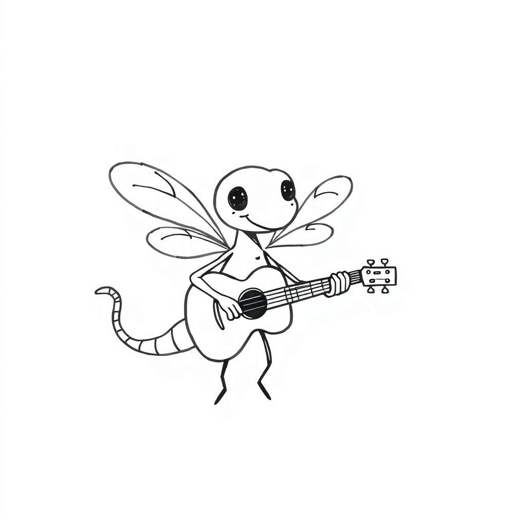 Dragonfly musician playing guitar