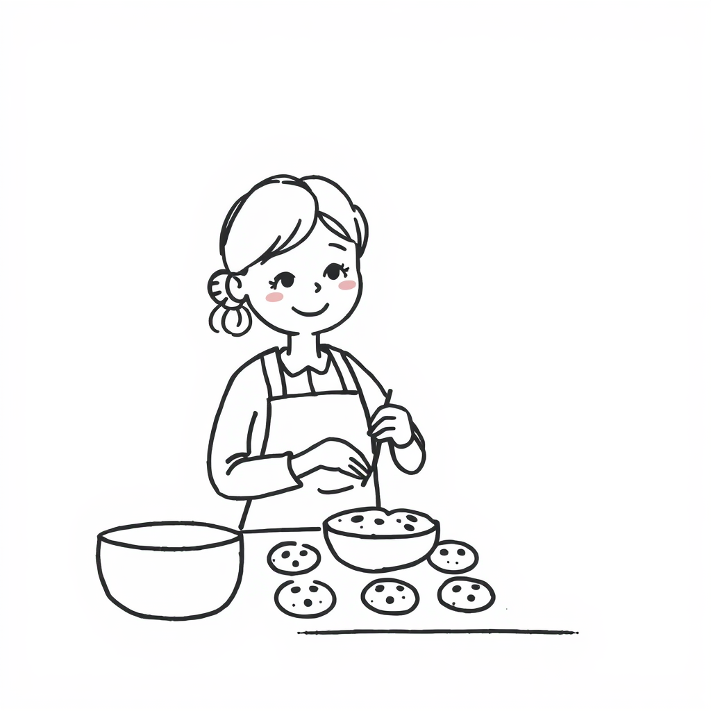 Mom baking cookies