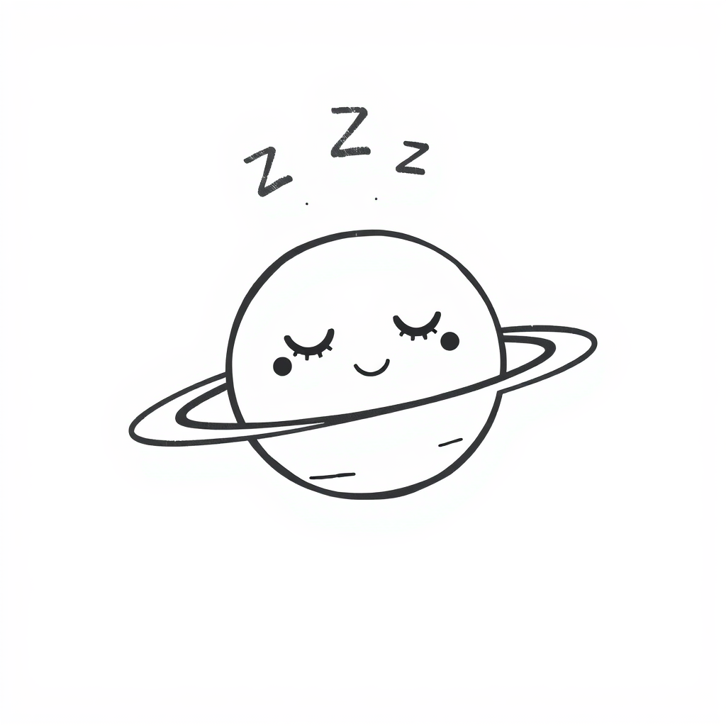 Saturn looking sleepy with Zzz above.