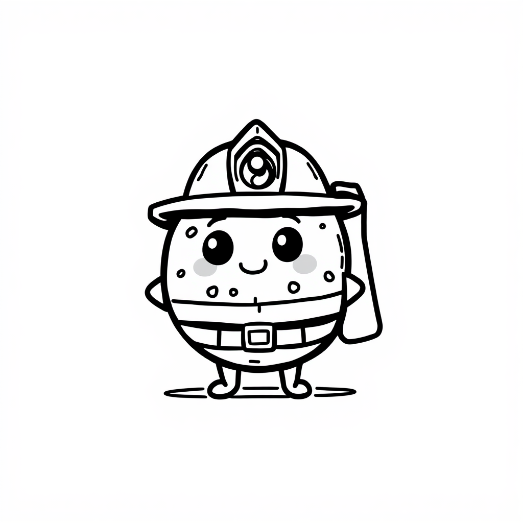 Cartoon Cookie as a firefighter