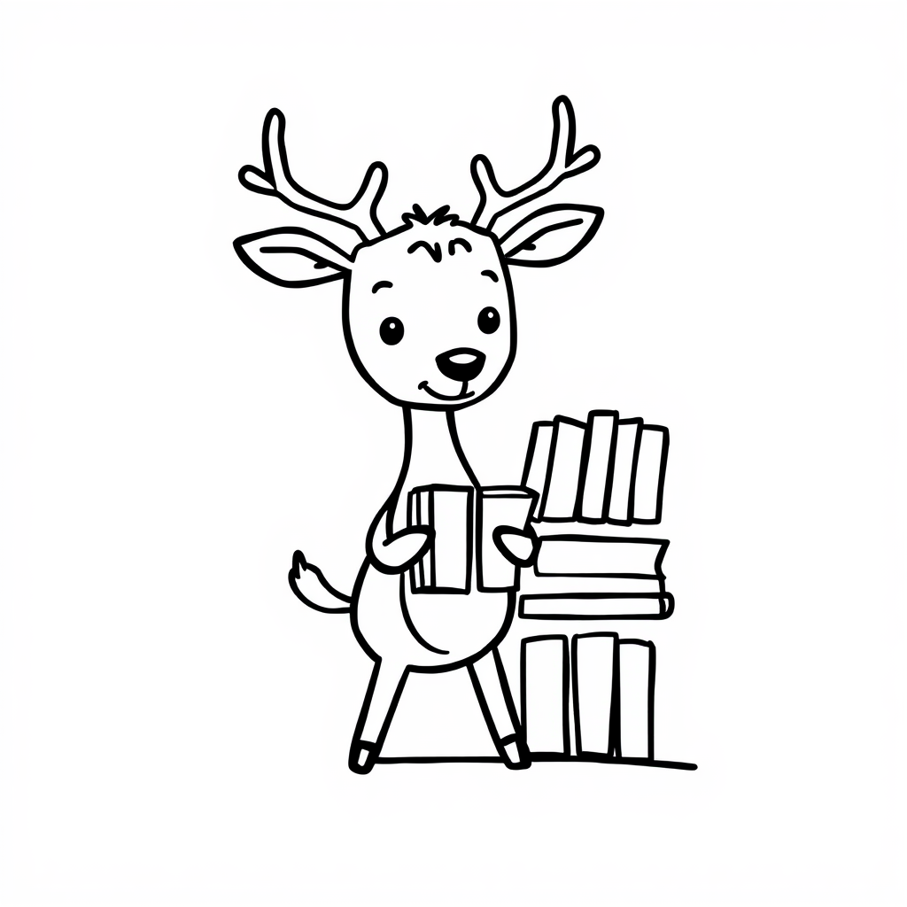 Deer librarian shelving books