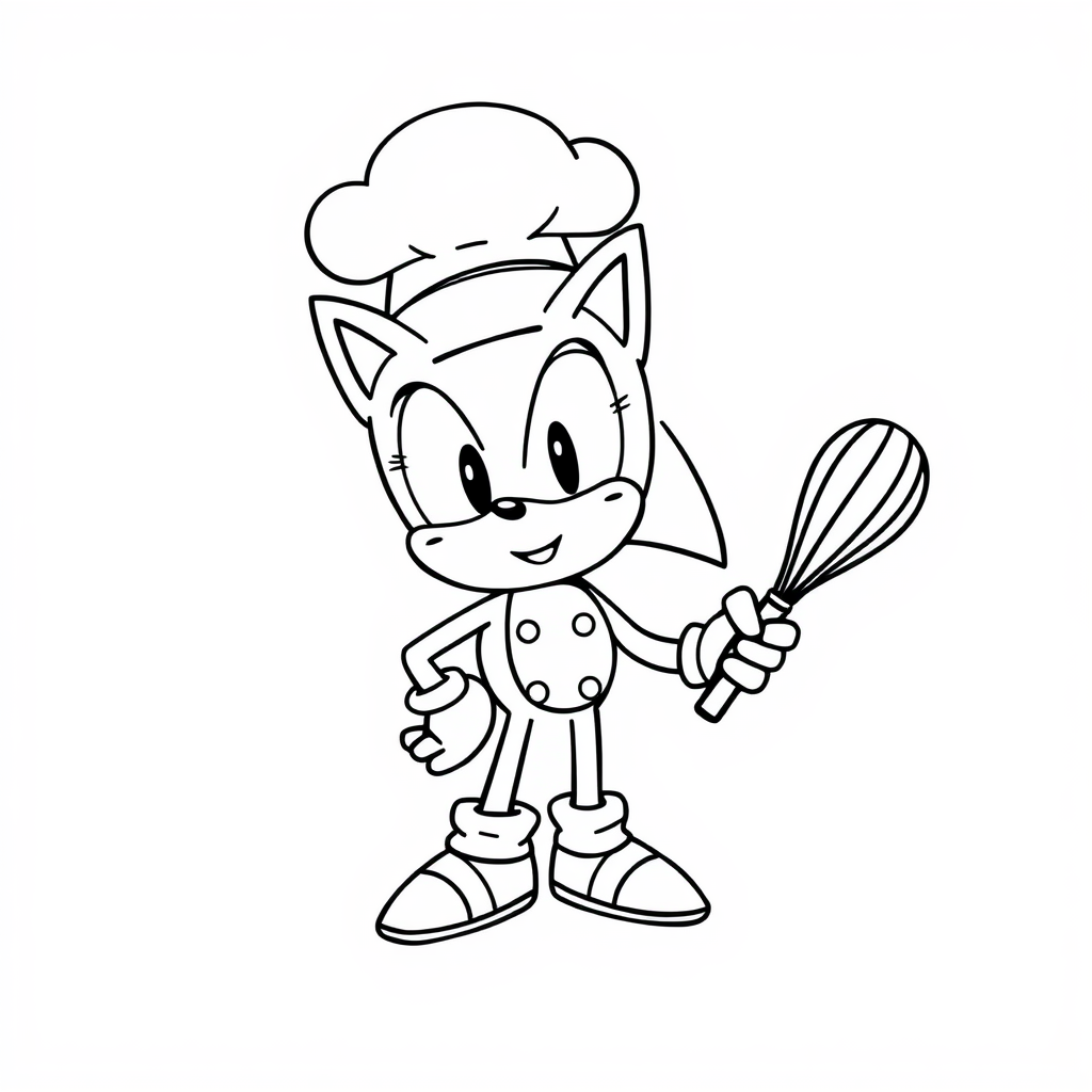 Sonic as a chef with a whisk