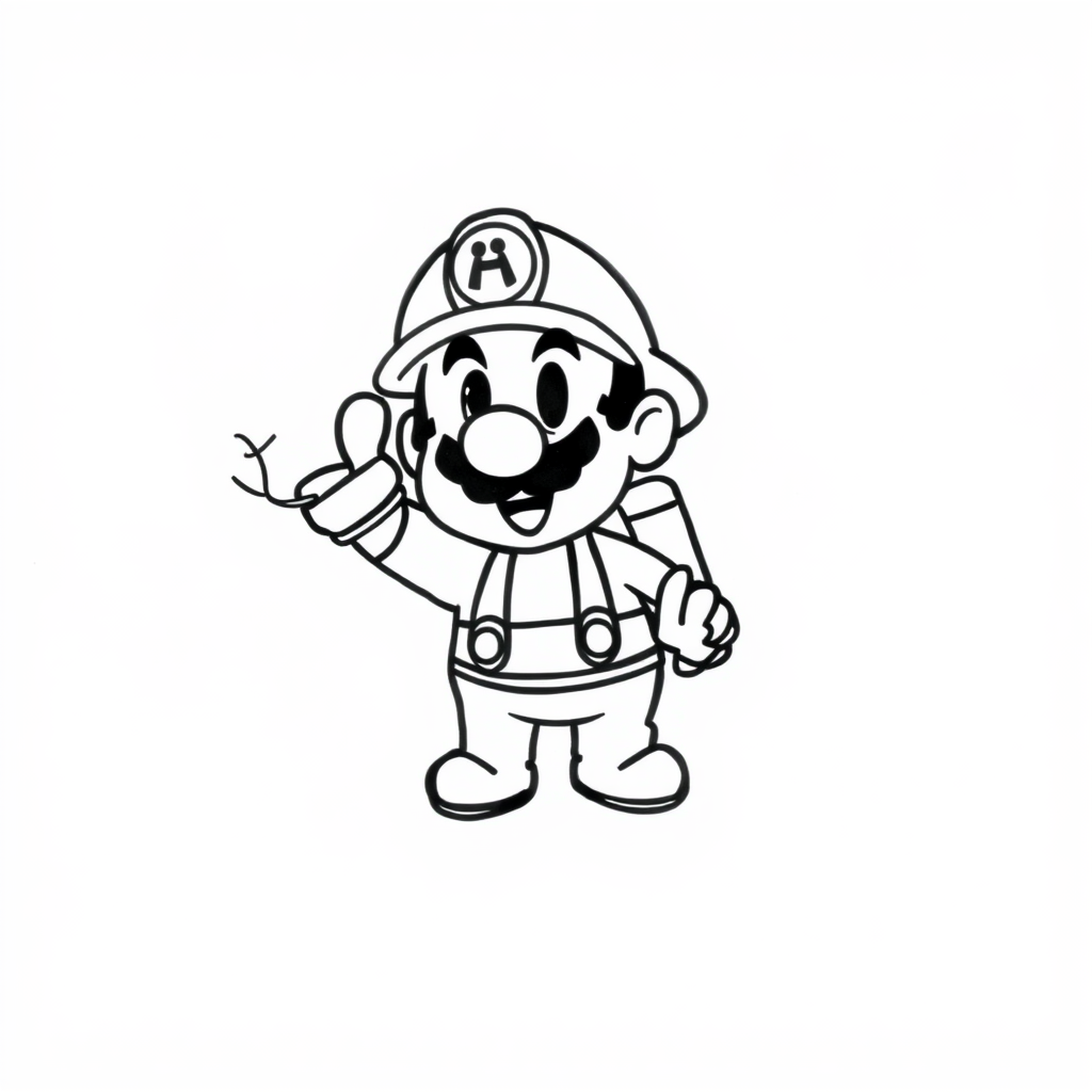 Mario as a firefighter saving Toad