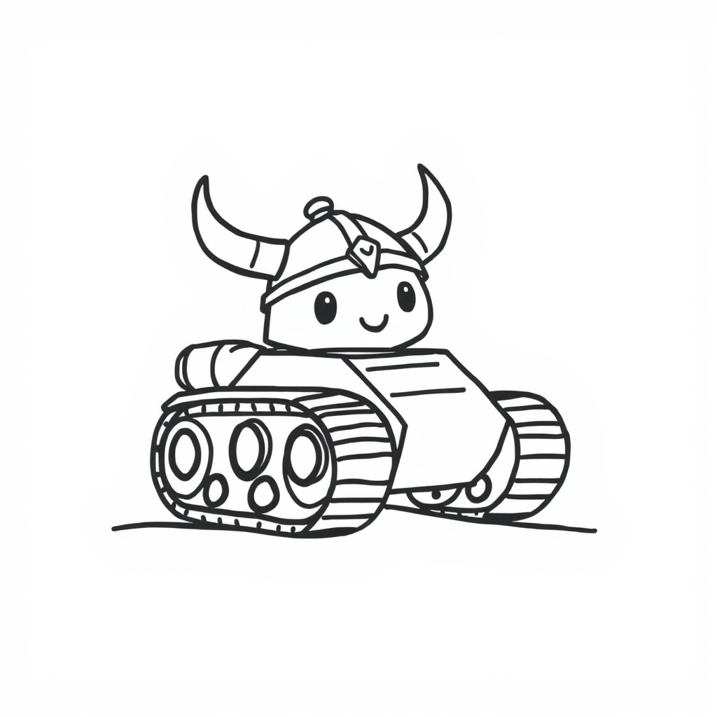 Tank wearing a Viking helmet