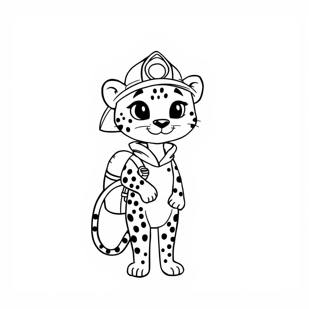 Cheetah as a firefighter with hose