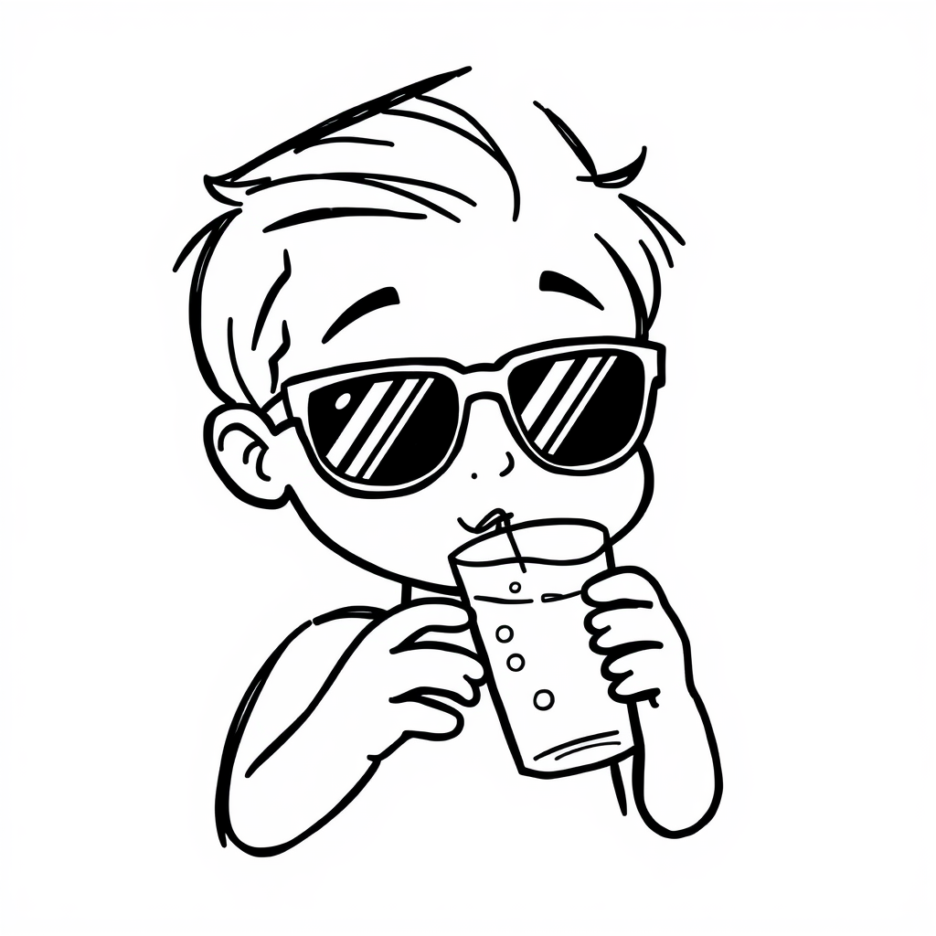 Sunglasses boy sipping lemonade