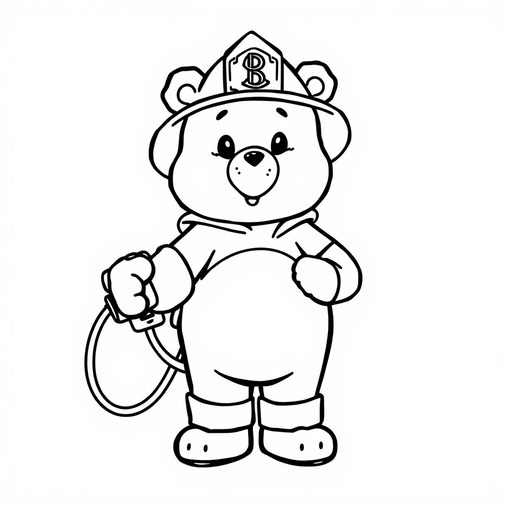 Care Bear firefighter holding a hose