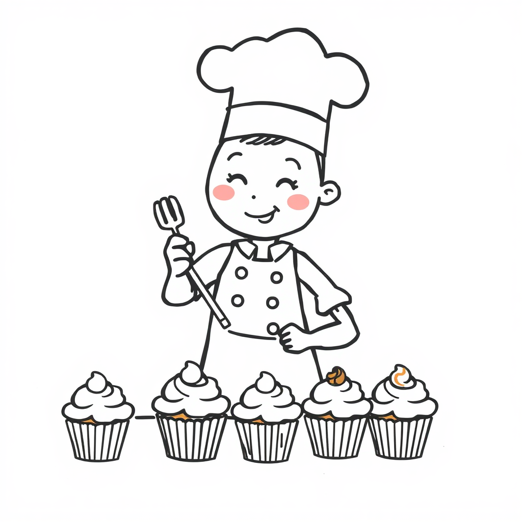 Cupcake chef baking other cupcakes