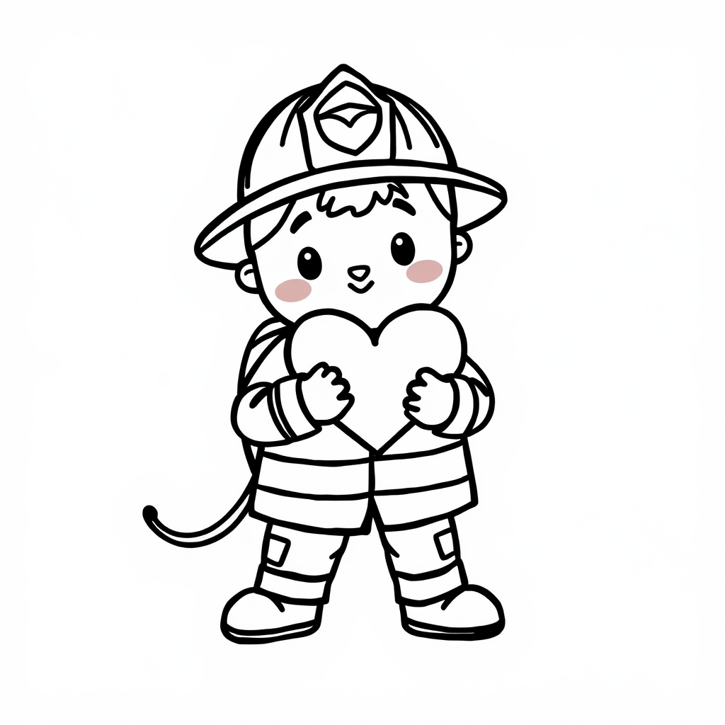 Firefighter holding a heart