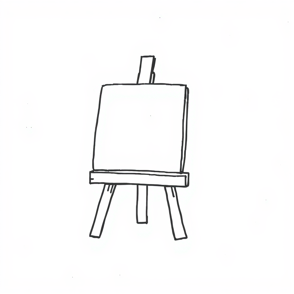 Artist painting easel