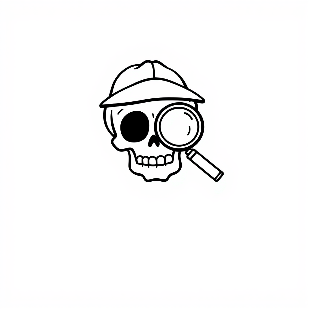 Detective Skull with magnifying glass