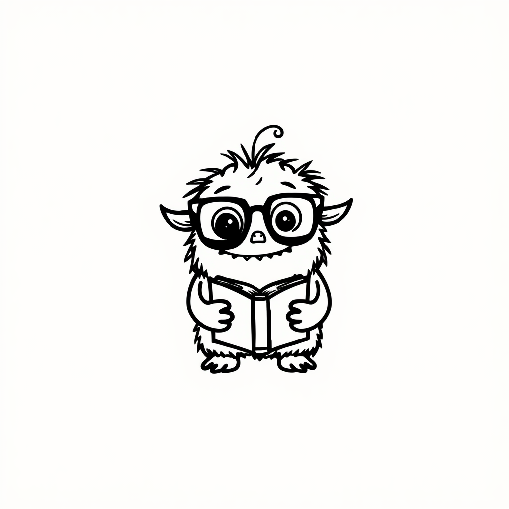 Librarian monster with glasses and book