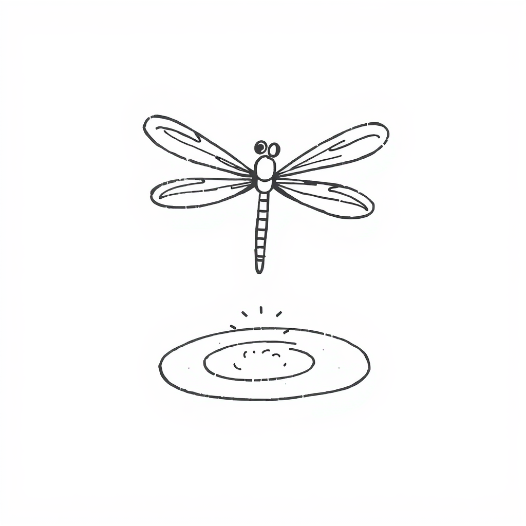 Dragonfly hovering over a sparkling pond