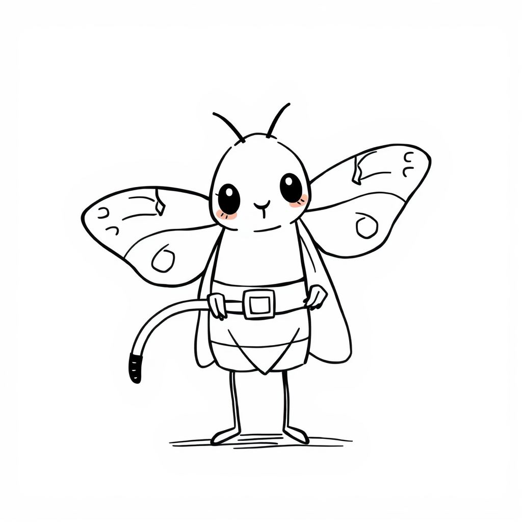 Moth as a firefighter holding hose