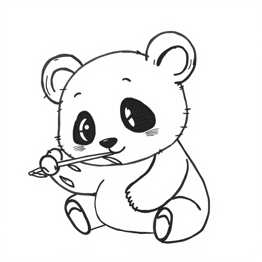 Baby panda eating bamboo