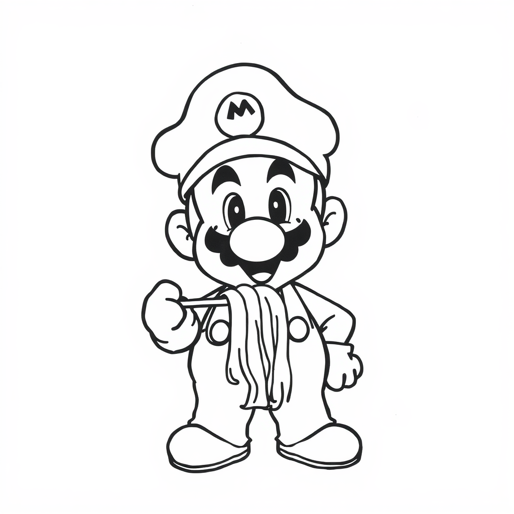 Mario as a chef making spaghetti