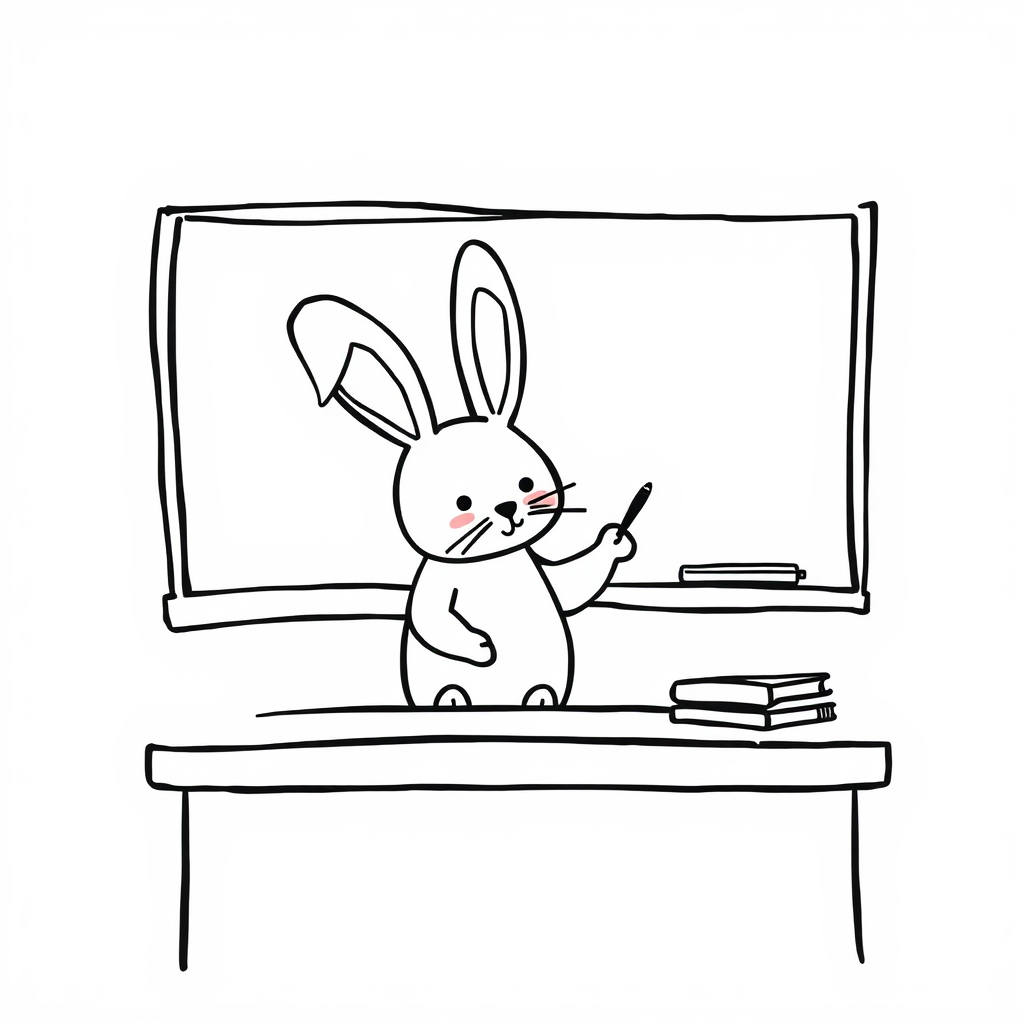 Bunny teacher at blackboard