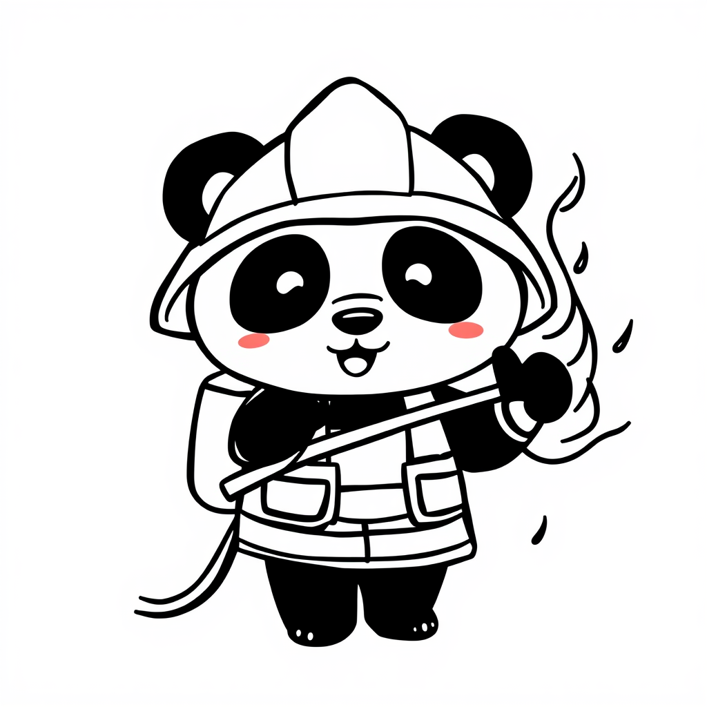 Panda Firefighter Extinguishing Flames