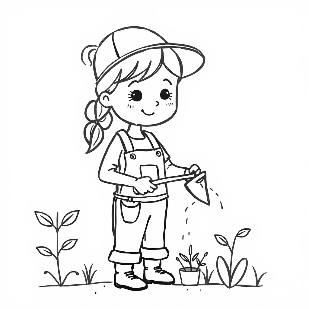 Gardener watering plants