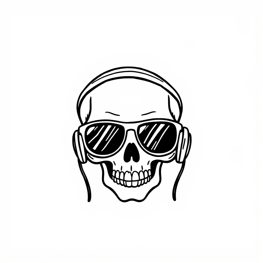 Pilot Skull with aviator sunglasses