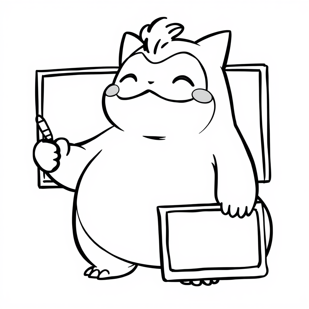 Snorlax as a teacher with chalkboard