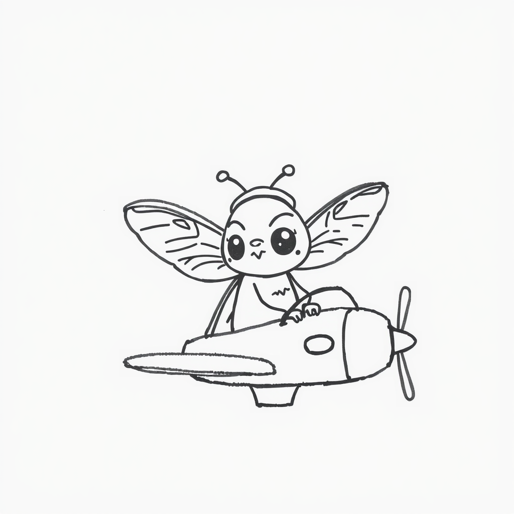 Moth as a pilot in airplane cockpit